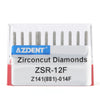 AZDENT Dental Diamond Burs FG Cutting Zirconia Ceramic Round End Cylinder for High Speed Handpiece Z141-014F 10pcs/Box - azdentall.com