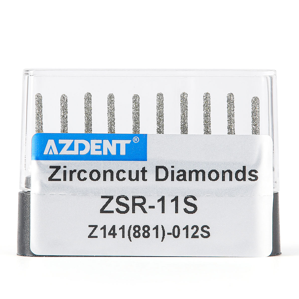 AZDENT Dental Diamond Burs FG Cutting Zirconia Ceramic Round End Cylinder for High Speed Handpiece Z141-012S 10pcs/Box - azdentall.com