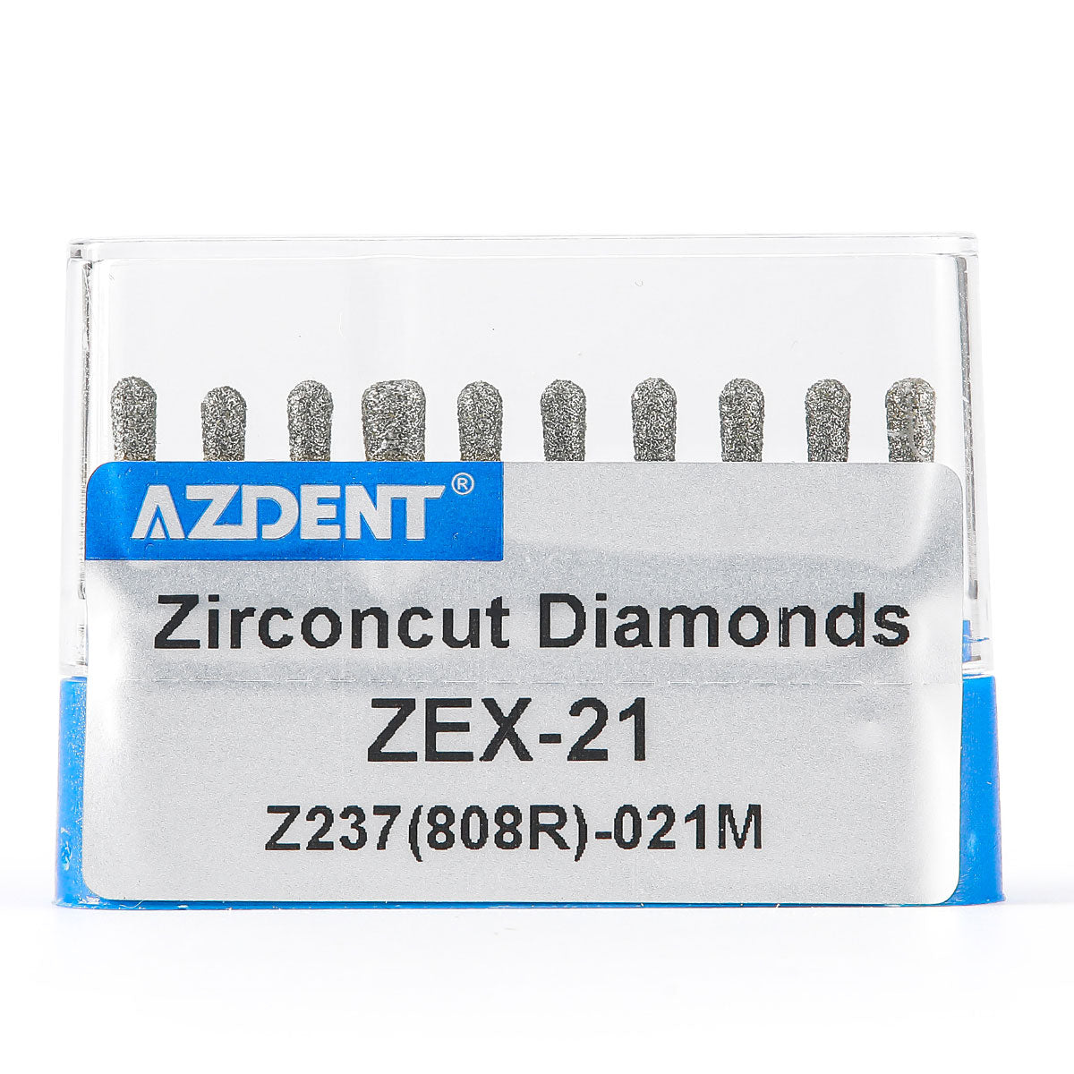 AZDENT Dental Diamond Burs FG Cutting Zirconia Ceramic Round End Inverted Cone for High Speed Handpiece Z237-021M 10pcs/Box - azdentall.com