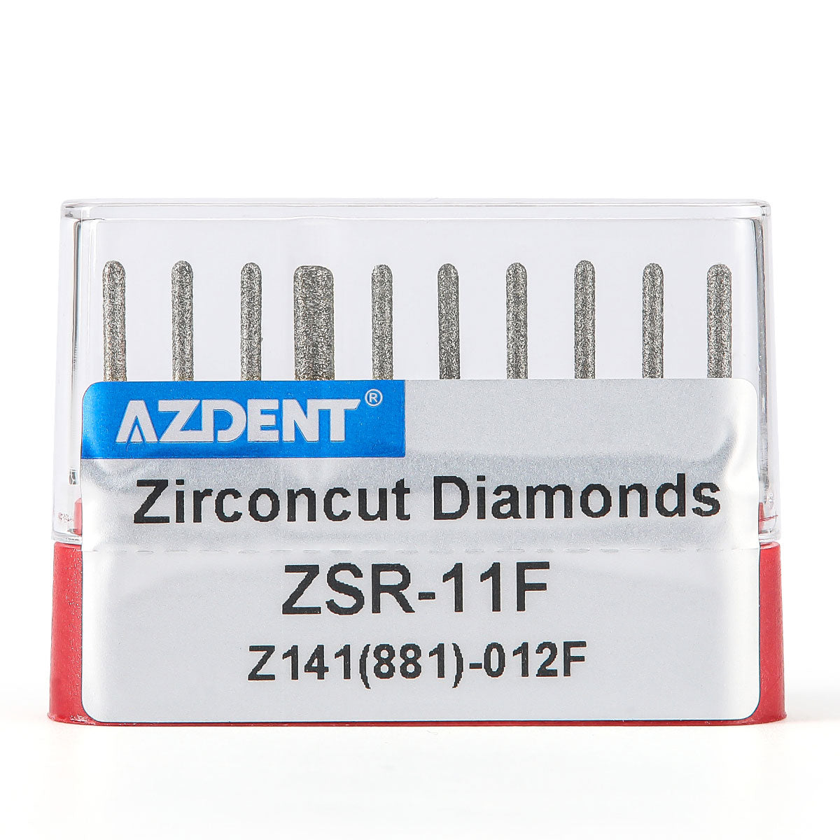 AZDENT Dental Diamond Burs FG Cutting Zirconia Ceramic Round End Cylinder for High Speed Handpiece Z141-012F 10pcs/Box - azdentall.com