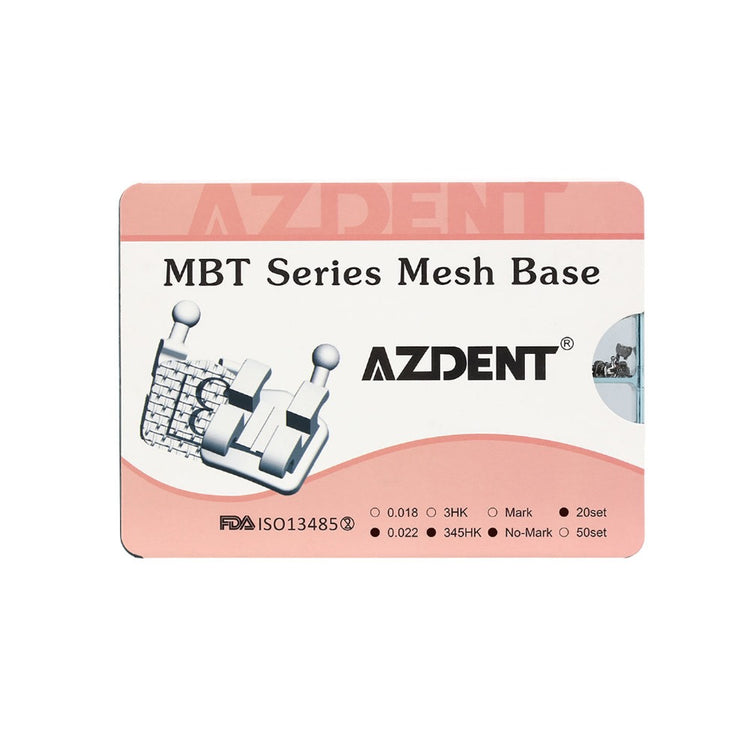 AZDENT Dental Mesh Base Metal Brackets Mini Roth .022 Hooks on 345 400pcs/Box - azdentall.com