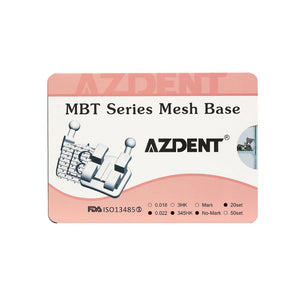 AZDENT Dental Orthodontic Mesh Base Metal Brackets Braces Mini MBT .022 Hooks on 345 400pcs/Box - azdentall.com