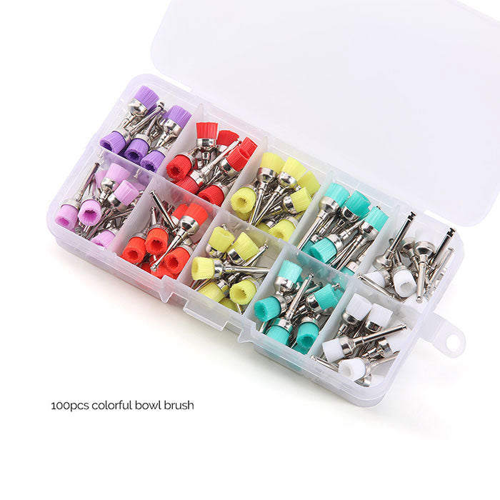 AZDENT Dental Polishing Brush Cup Kits Colorful Nylon Bristle Silicone Material 100pcs/Box - azdentall.com