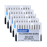5 Boxes AZDENT FG Diamond Burs SO-21S 10pcs/Box - azdentall.com