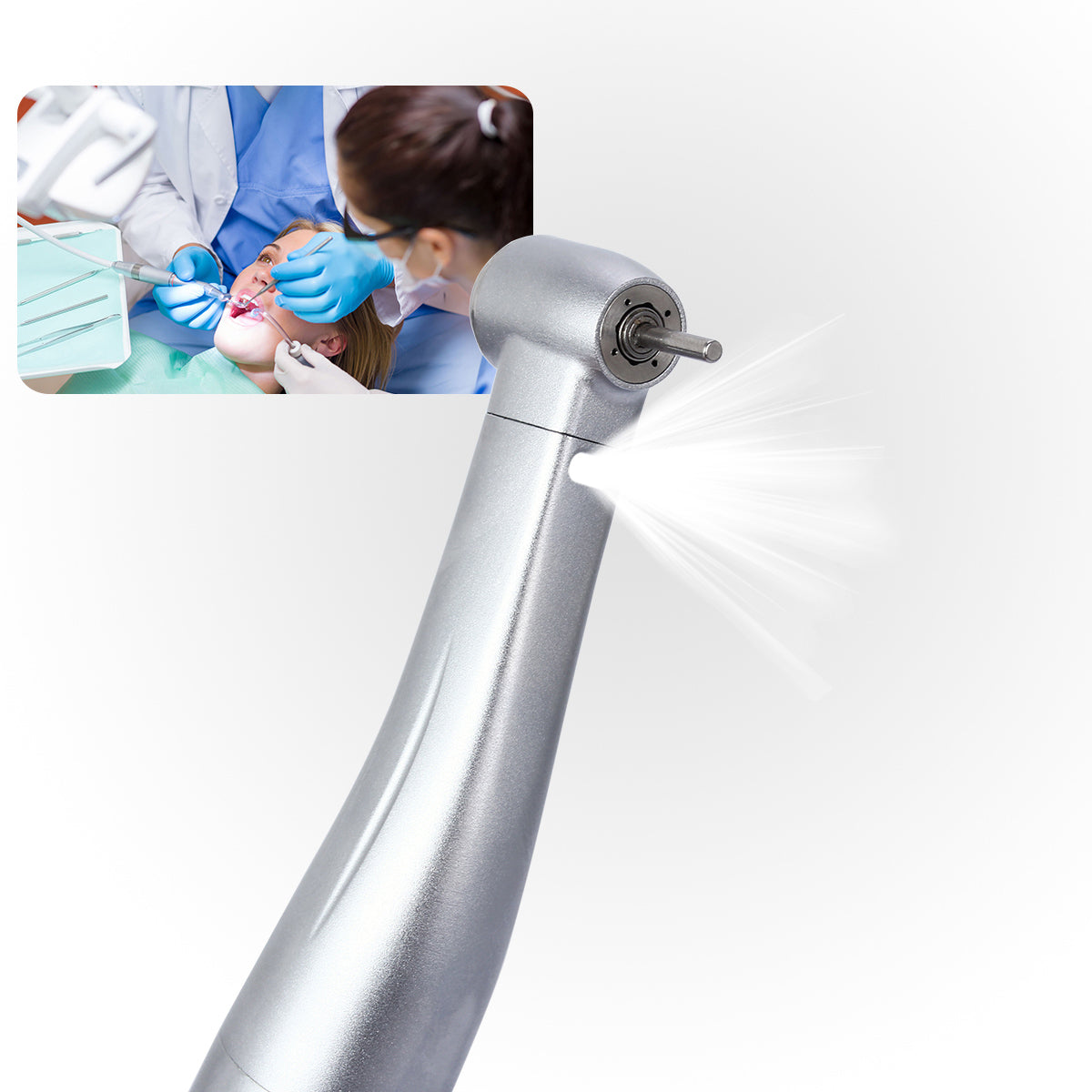 Dental Brushless LED Electric Micro Motor System + 1:5 Increasing Electric Fiber Optic Contra Angle Handpiece