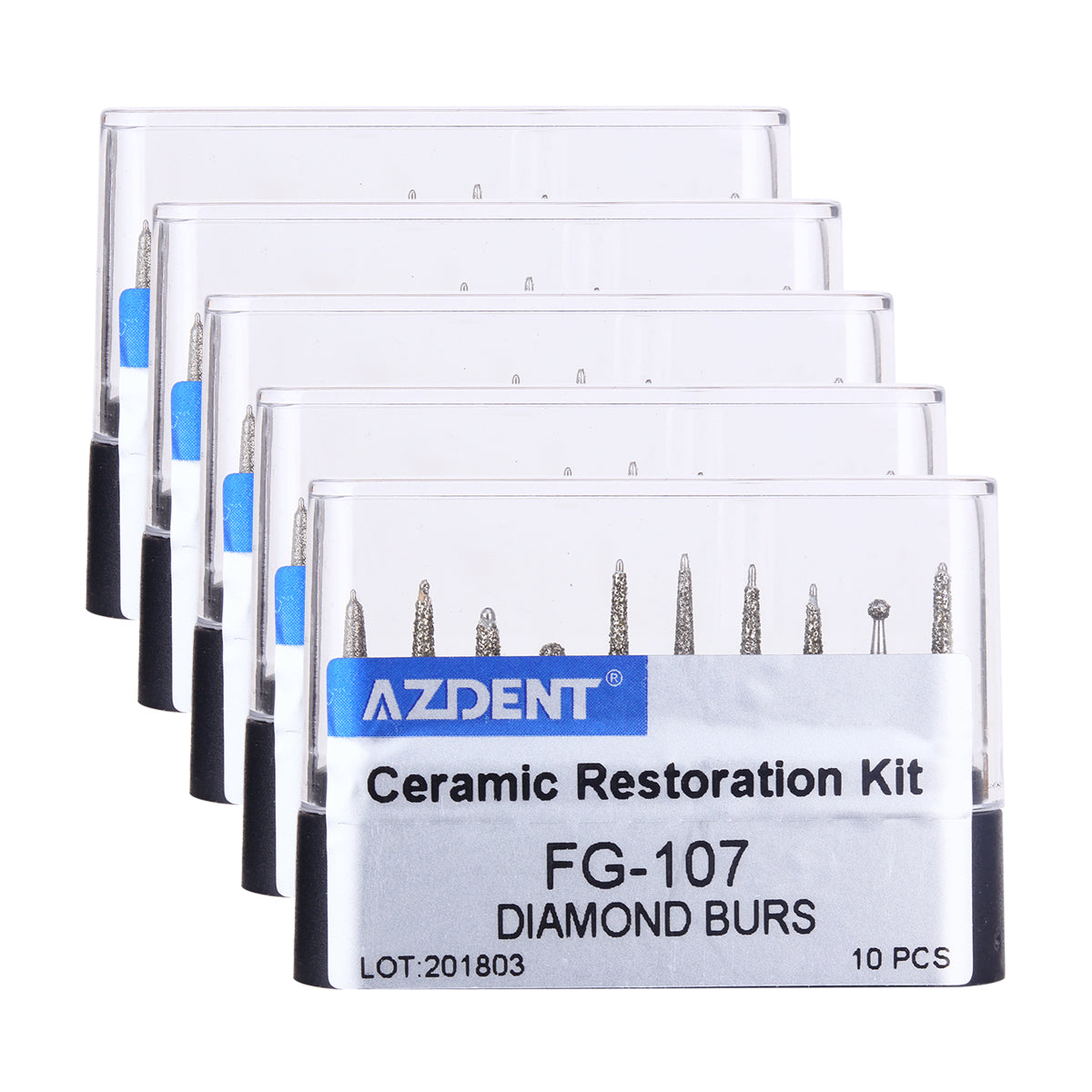 5 Boxes AZDENT Dental Diamond Bur FG-107 Ceramic Restoration Kit 10pcs/Kit - azdentall.com