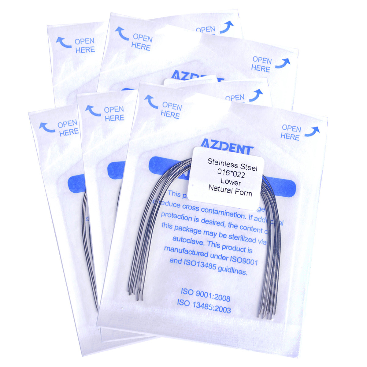 AZDENT Dental Orthodontic Archwire Stainless Steel Natural Rectangular 0.016 x 0.022 Lower 10pcs/Pack-azdentall.com