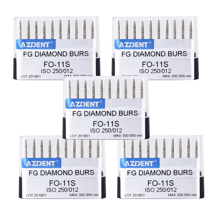 5 Boxes AZDENT FG Diamond Burs FO-11S 10pcs/Box - azdentall.com