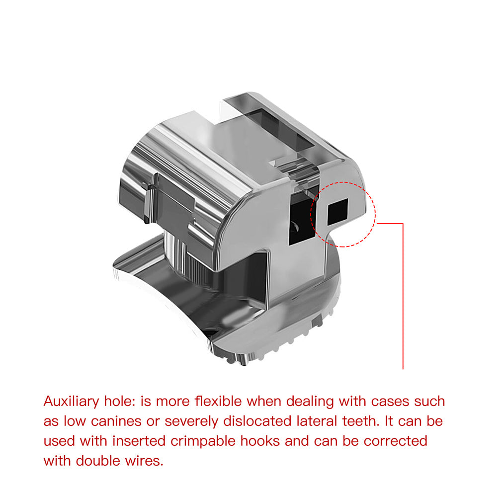 AZDENT Metal Self-Ligating Brackets Full Sizes Movable Hook Auxiliary Hole With Buccal Tube 28pcs/Box - azdentall.com