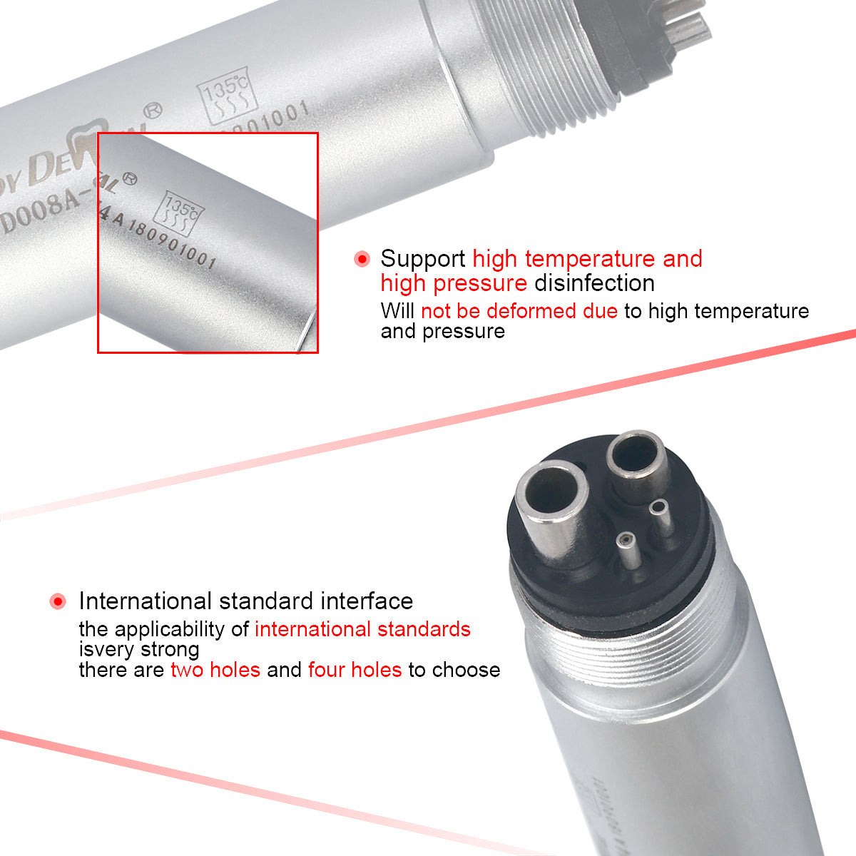 Dental E-generator Integrated LED High Speed Handpiece Push Button 4 Hole Triple Water Spray - azdentall.com