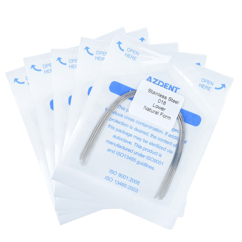 5 Packs AZDENT Arch Wire Stainless Steel Natural Form Round 0.018 Lower 10pcs/Pack - azdentall.com