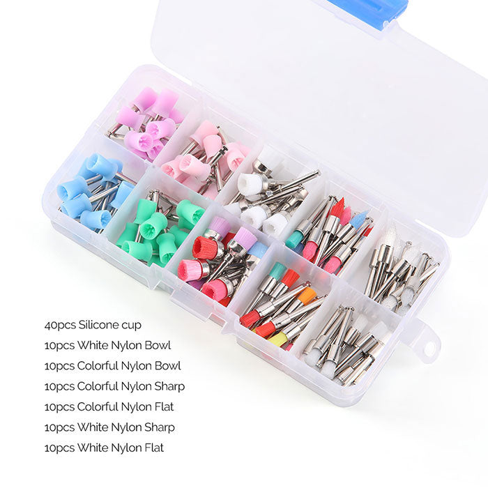 AZDENT Dental Polishing Brush Cup Kits Colorful Nylon Bristle Silicone Material 100pcs/Box - azdentall.com