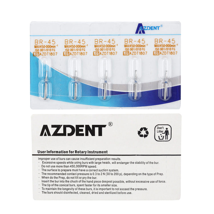 AZDENT Diamond Bur FG BR Series Full Size Round 5pcs/Pack-azdentall.com