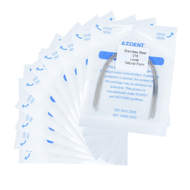 10 Packs AZDENT Arch Wire Stainless Steel Natural Form Round 0.018 Lower 10pcs/Pack - azdentall.com