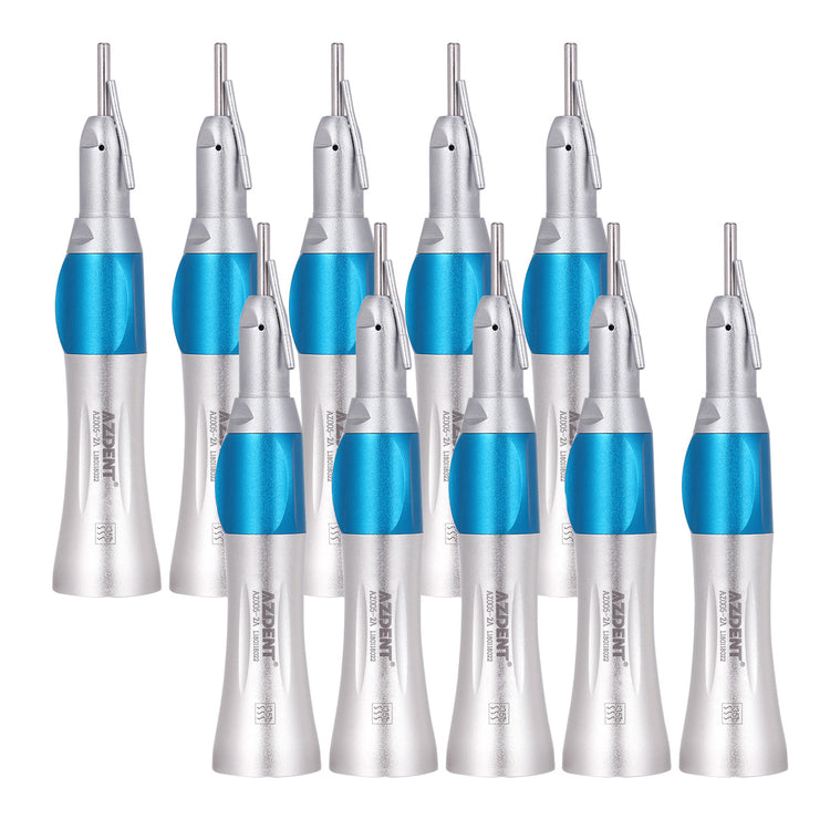 10pcs AZDENT 1:1 Slow Speed Straight Nose Cone Handpiece With External Pipe - azdentall.com