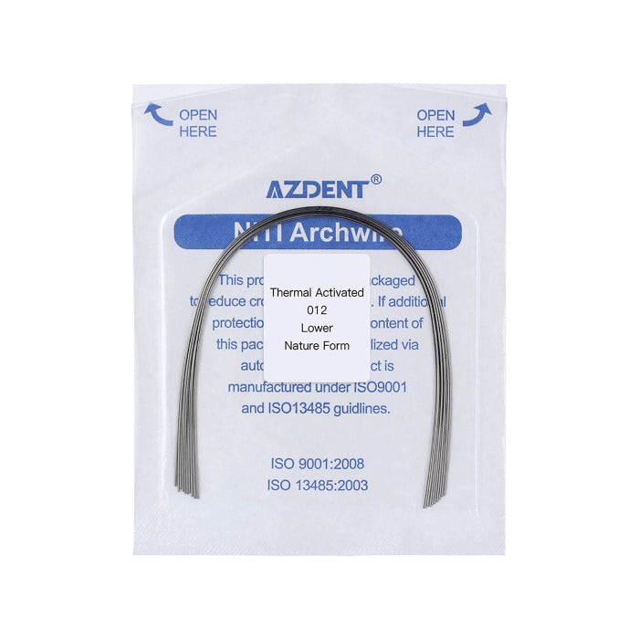 AZDENT Thermal Active NiTi Archwire Round Natural 0.012 Lower 10pcs/Pack -azdentall.com