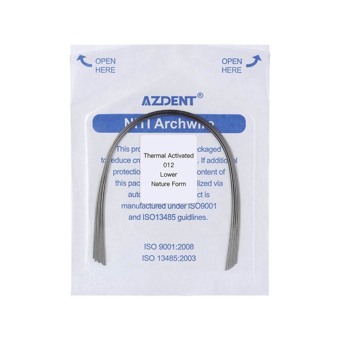 AZDENT Thermal Active NiTi Archwire Natural Form Round 0.012 Lower 10pcs/Pack -azdentall.com