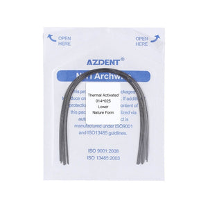 AZDENT Thermal Active NiTi Archwire Natural Form Rectangular 0.014 x 0.025 Lower 10pcs/Pack - azdentall.com