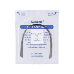 AZDENT Thermal Active NiTi Archwire Round Natural 0.014 Lower 10pcs/Pack - azdentall.com