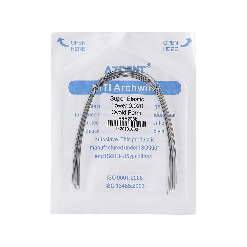 AZDENT Archwire NiTi Super Elastic Ovoid Round 0.012-0.020 Upper/Lower 10pcs/Pack - azdentall.com