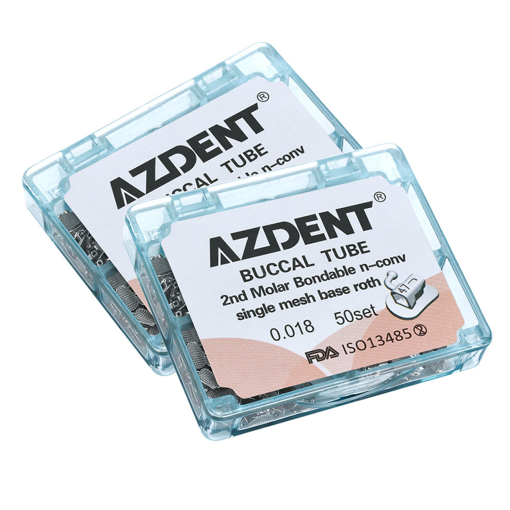 AZDENT Dental Orthodontic Buccal Tube 2nd Molar Bondable Split Non-Convertible Roth 0.018 50Sets/Box - azdentall.com