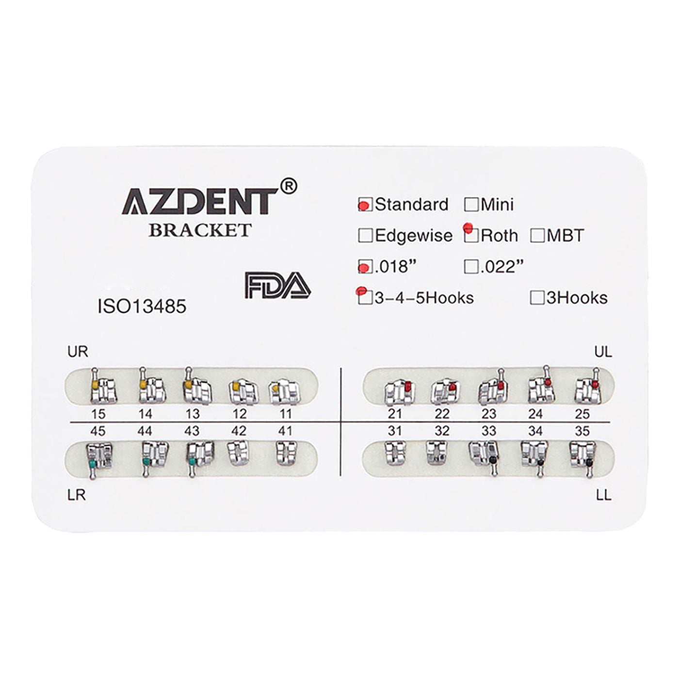 AZDENT Orthodontics Standard Metal Brackets Full Size. 20pcs/Pack - azdentall.com