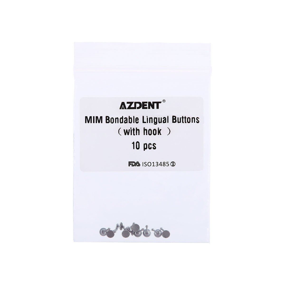 AZDENT Dental Bondable Lingual Buttons with Hook Round Base, 10pcs/Bag - azdentall.com