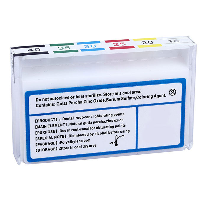 AZDENT Gutta Percha Points Assorted #15-40 Taper Size 0.02 Color Coded 120/Box - azdentall.com
