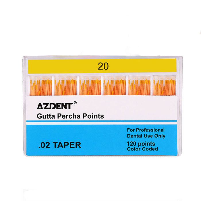 AZDENT Gutta Percha Points #20 Taper Size 0.02 Color Coded 120/Box - azdentall.com