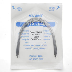 AZDENT Dental Orthodontic Archwire Niti Super Elastic Ovoid Form Rectangular 0.014 x 0.025 Upper 10pcs/Pack - azdentall.com