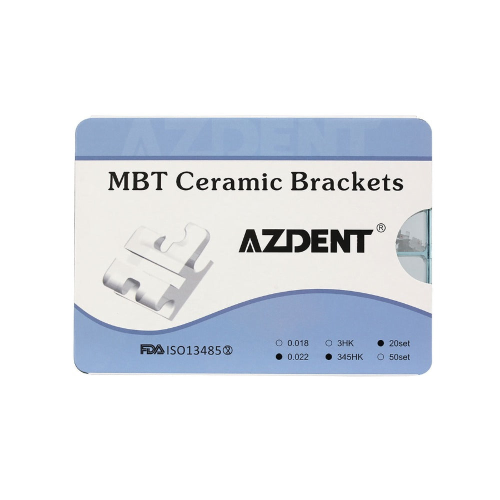 AZDENT Dental Orthodontic Ceramic Brackets Braces MBT .022 345Hooks 400pcs/Box - azdentall.com