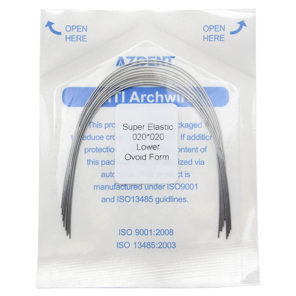 10-Pack AZDENT Dental Orthodontic Super Elastic Niti Arch Wires - Rectangular, Natural Form