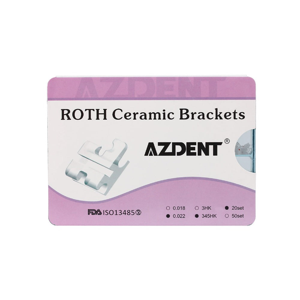 AZDENT Dental Orthodontic Ceramic Brackets Roth .022 345Hooks 400pcs/Box - azdentall.com