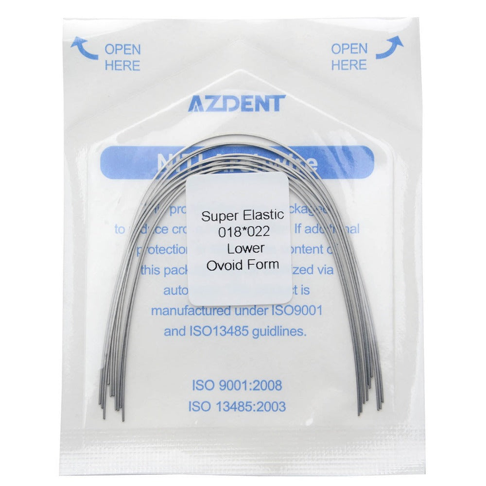 AZDENT Dental Orthodontic Archwires Niti Super Elastic Ovoid Rectangular Full Size 10pcs/Pack - azdentall.com