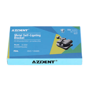 AZDENT Dental Orthodontic Metal Self Ligating Mini Bracket Braces Roth .022 Hooks 345 With 4 Buccal Tube 20+4/Box - azdentall.com