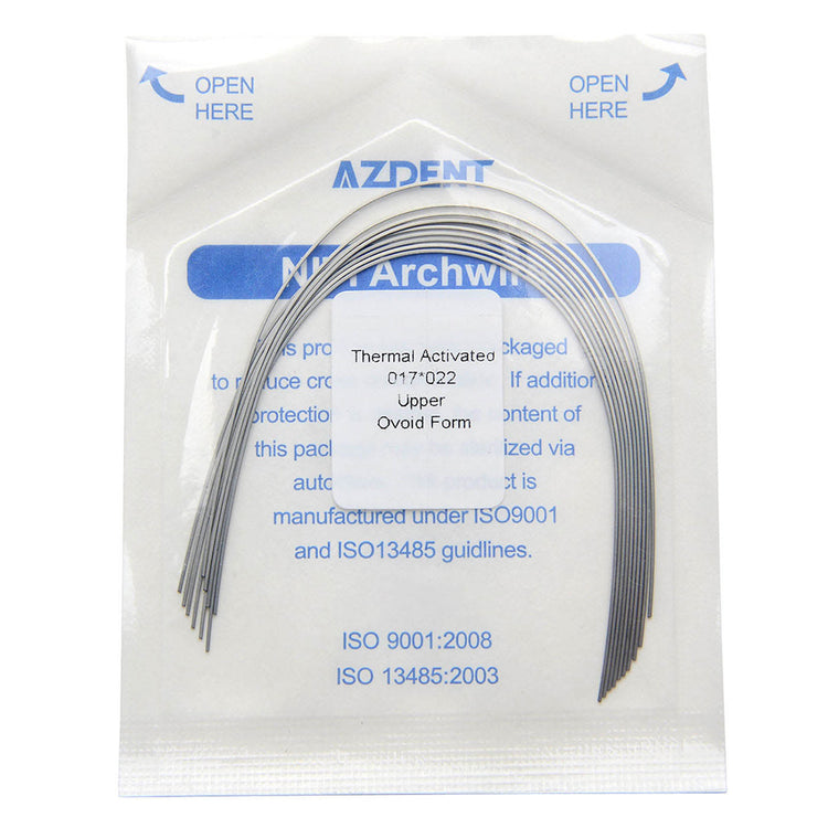 AZDENT Thermal Active NiTi Archwire Ovoid Form Rectangular 0.017 x 0.022 Upper 10pcs/Pack - azdentall.com