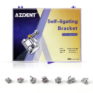 AZDENT Dental Self-Ligating Brackets Passive Roth/MBT .022 Hooks On 345 With Buccal Tube 28pcs/Box - azdentall.com