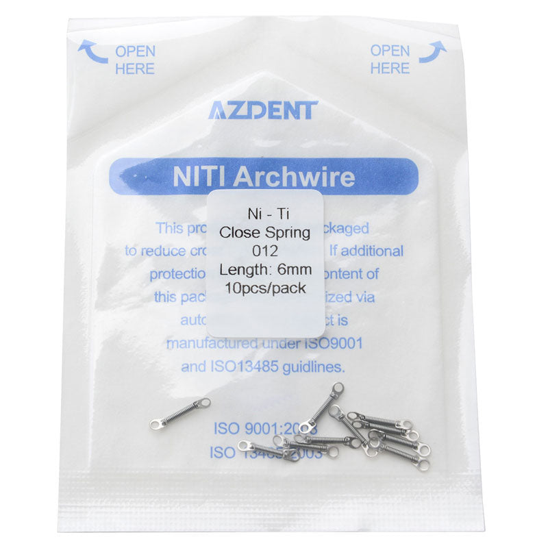 AZDENT Dental Orthodontic Accessory Closed Coil Spring 0.012 6mm 10pcs/Bag - azdentall.com