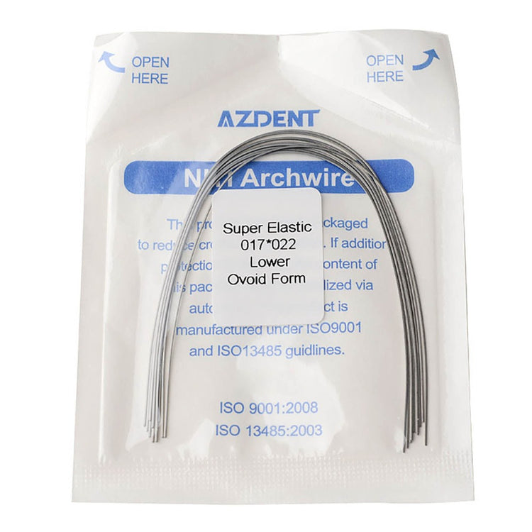 AZDENT Dental Orthodontic Archwire Niti Super Elastic Ovoid Form Rectangular 0.017 x 0.022 Lower 10pcs/Pack - azdentall.com