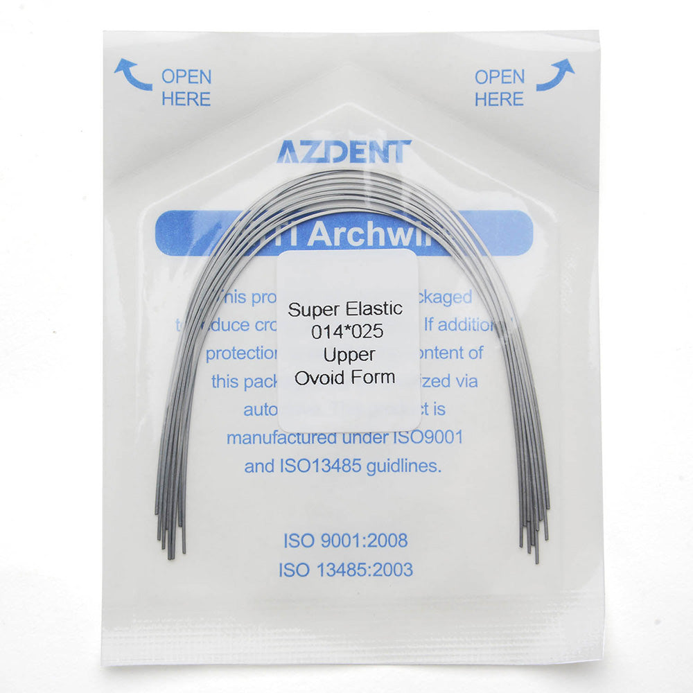 AZDENT Dental Orthodontic Archwires Niti Super Elastic Ovoid Rectangular Full Size 10pcs/Pack - azdentall.com