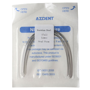 AZDENT Archwire Stainless Steel Rectangular Oval 0.017 x 0.022 Lower 10pcs/Pack - azdentall.com