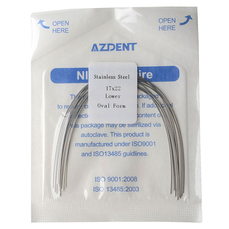 AZDENT Archwire Stainless Steel Rectangular Oval 0.017 x 0.022 Lower 10pcs/Pack - azdentall.com