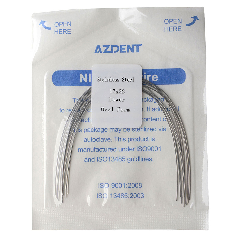 AZDENT Archwire Stainless Steel Oval Form Rectangular 0.017 x 0.022 Lower 10pcs/Pack - azdentall.com