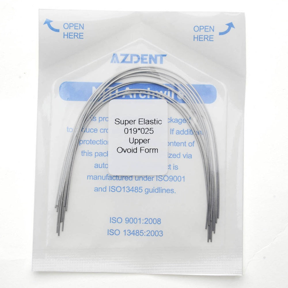 AZDENT Dental Orthodontic Archwires Niti Super Elastic Ovoid Rectangular Full Size 10pcs/Pack - azdentall.com