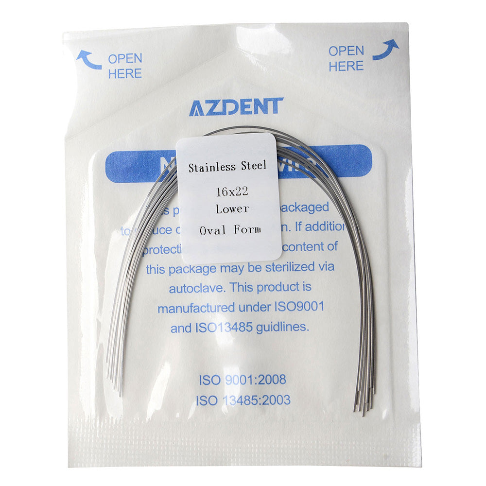 AZDENT Archwire Stainless Steel Oval Form Rectangular 0.016 x 0.022 Lower 10pcs/Pack - azdentall.com