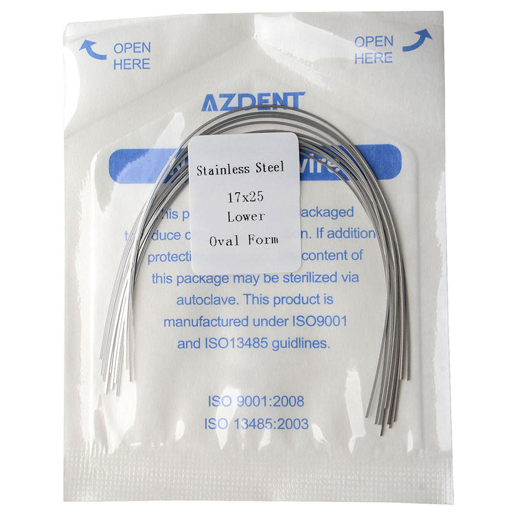 AZDENT Archwire Stainless Steel Rectangular Oval 0.017 x 0.025 Lower 10pcs/Pack - azdentall.com