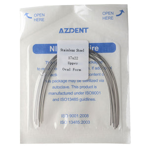 AZDENT Archwire Stainless Steel Rectangular Oval 0.017x 0.022 Upper 10pcs/Pack - azdentall.com