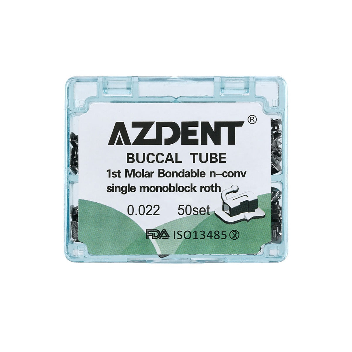 AZDENT Dental Orthodontic Buccal Tube 1st Molar Bondable Monoblock Non-convertible Roth 0.022 50Sets/Box - azdentall.com