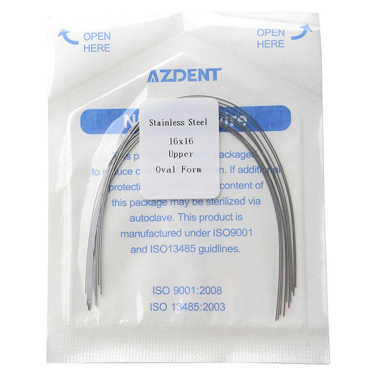 AZDENT Archwire Stainless Steel Oval Form Rectangular 0.016 x 0.016 Upper 10pcs/Pack - azdentall.com