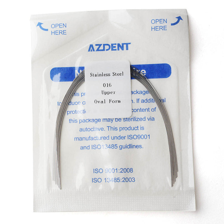 AZDENT Archwire Stainless Steel Round Oval 0.016 Upper 10 pcs/Pack - azdentall.com